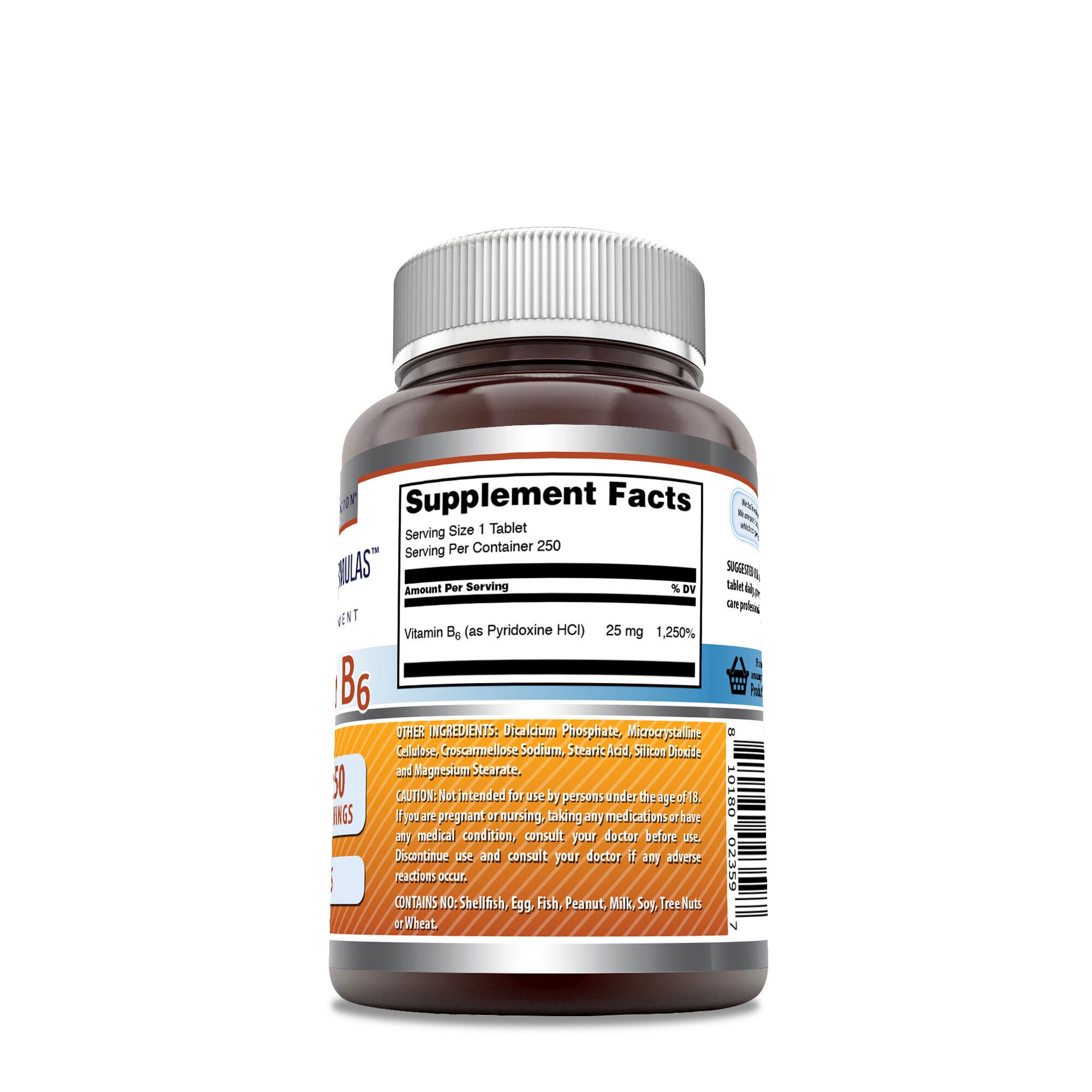 Vitamin B6 25mg - 250 Tablets &#40;250 Servings&#41;  | GNC